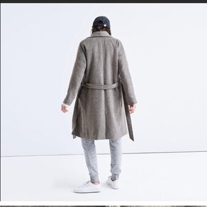 Madewell Delancey Blanket Coat Wool Tie Waist Gray Women's Size XS